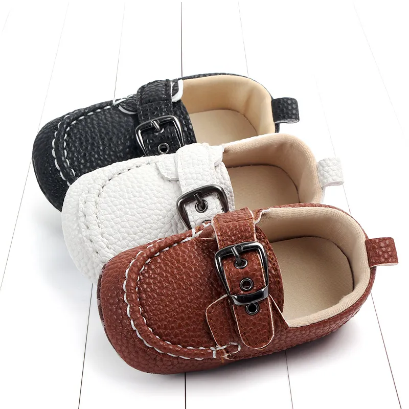 Baby Moccasins Pu Couro Criança Primeiro Walker Solic Soled Meninas Sapatos Recém-nascidos 0-1 Anos Bebê Meninos Sapatilhas