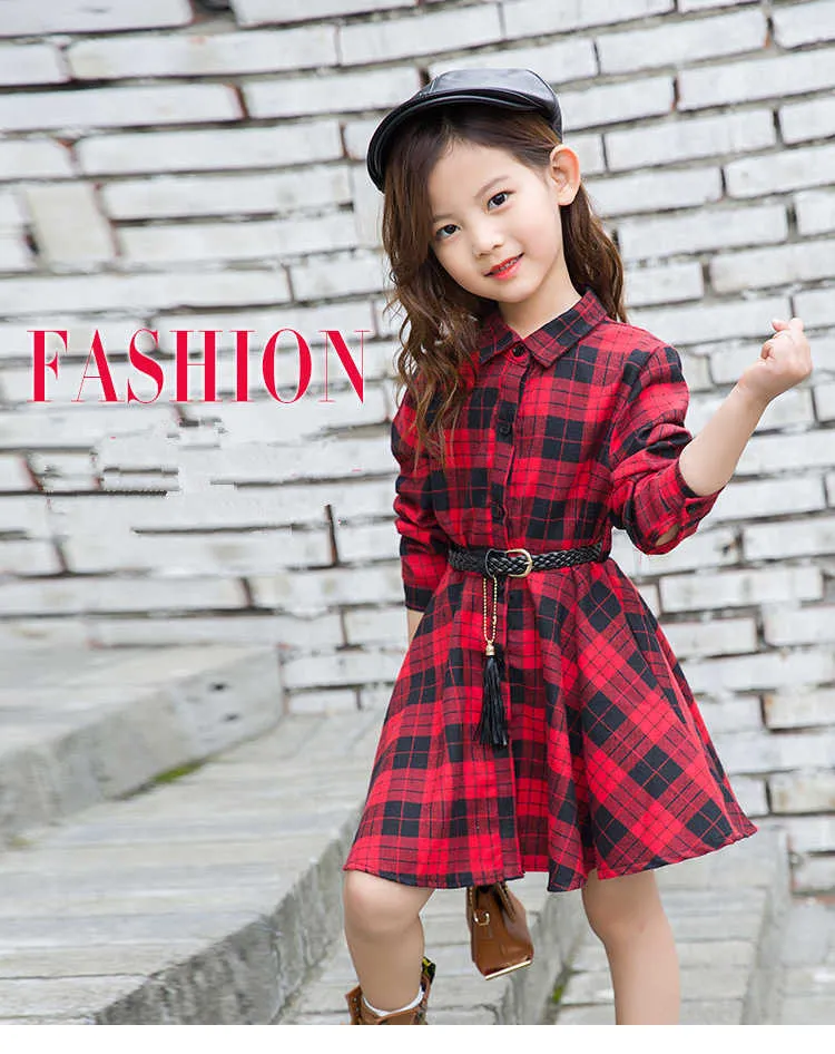 Teen Casual Girl Dresses Fashion Plaid Letter Kids Long Sleeve Clothes Spring Autumn Children Dress For Girls 3 to 13 Years (1)