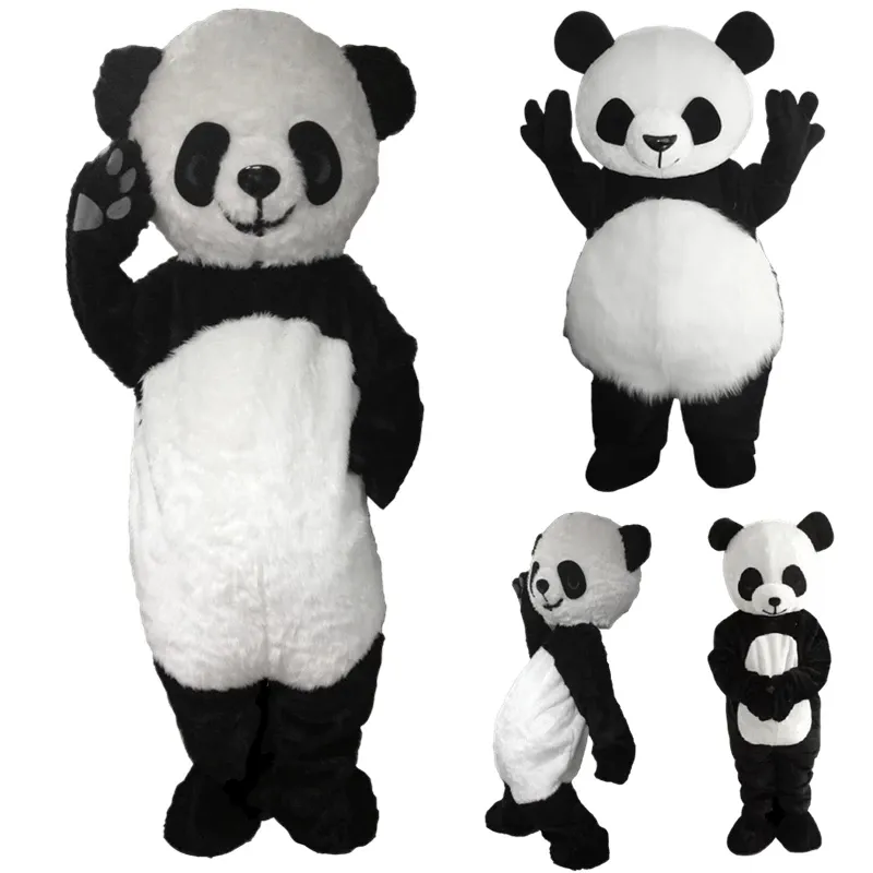 Özel Promosyon Uzun Saçlı Panda Maskot Kostüm Yetişkin Yürüyüş Propaganda Sahne Yeni Garip Yaratıcı Çizgi Film Karakter