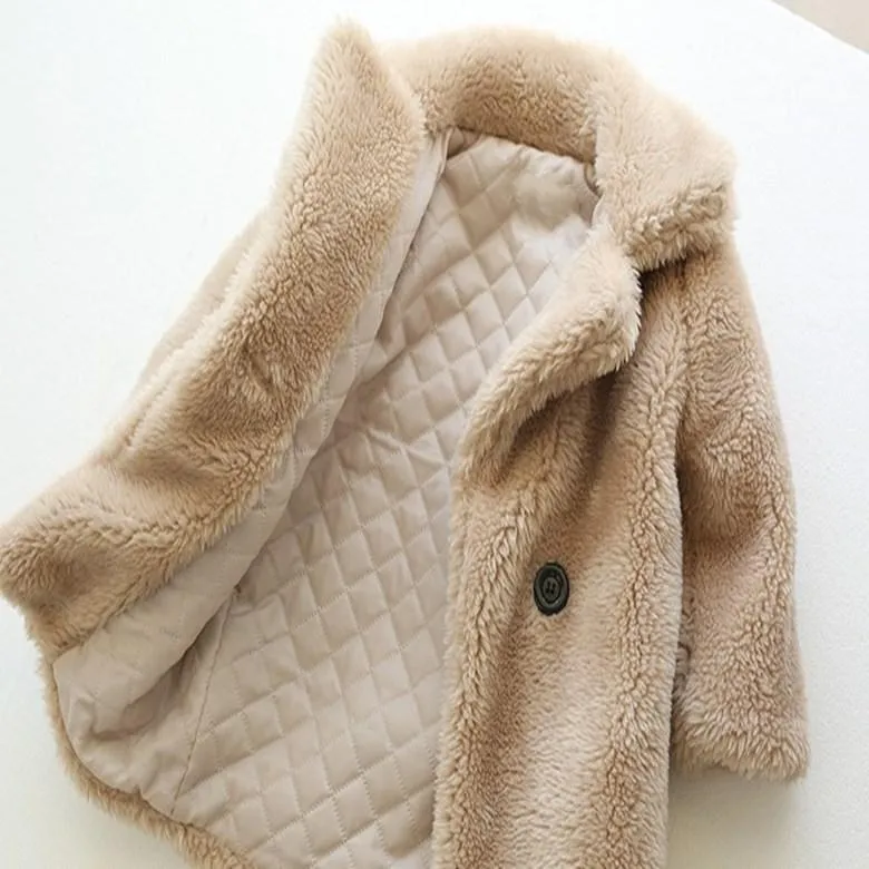 DHgate Cozy Faux Fur Toddler Girls Teddy Coat Winter Outwear Baby Kids Maternity