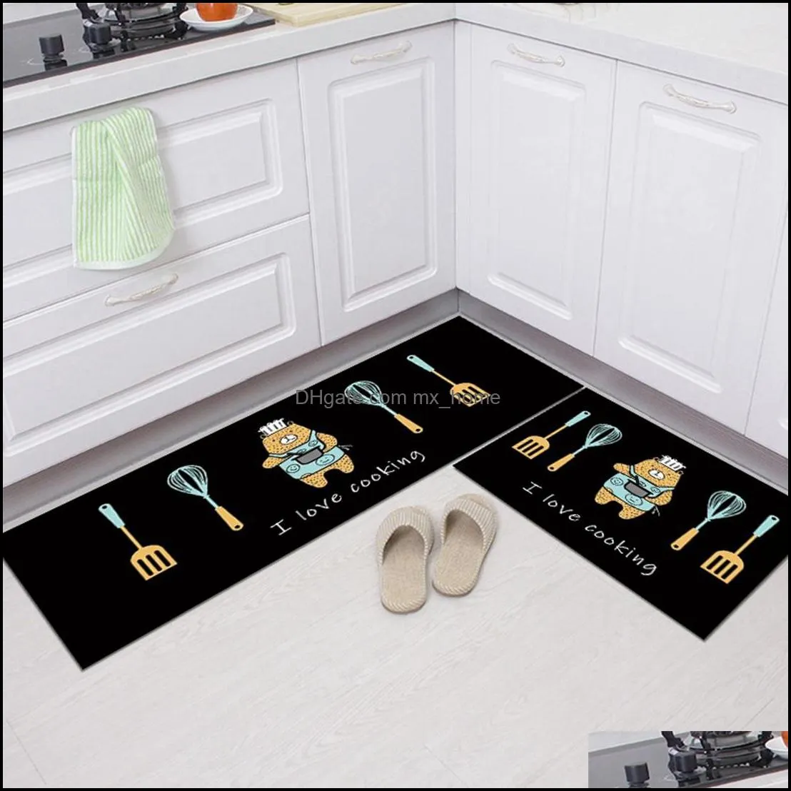 Anti-slip Kitchen Floor Mat Printed Modern Oil-proof Kitchen Rugs Long Strip Absorbent Kitchen Floor Mats Home Entrance Doormat A0609