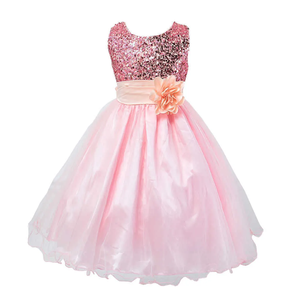Criança infantil concurso bonito princesa meninas lantejoulas flor festa vestido vestido de dama de honra vestidos de baile q0716