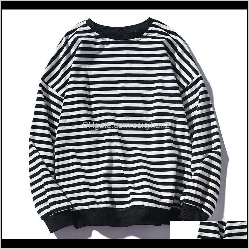 trend men stripe sweatshirt tops men`s fashion wild comfortable hoodies o-neck casual sweatshirts long sleeve casual