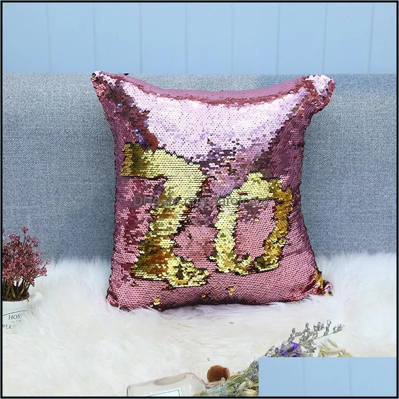 32 Colors Glitter Sequin Pillowcase Mermaid Cushion Cover Pillow Magical Throw Pillow Case Home Decorative Car Sofa Pillowcase