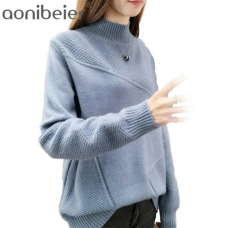Sweater Women Turtleneck Pullover Female Winter Raglan Sleeve Knit Loose Sweter Clothes Vestidos 210604