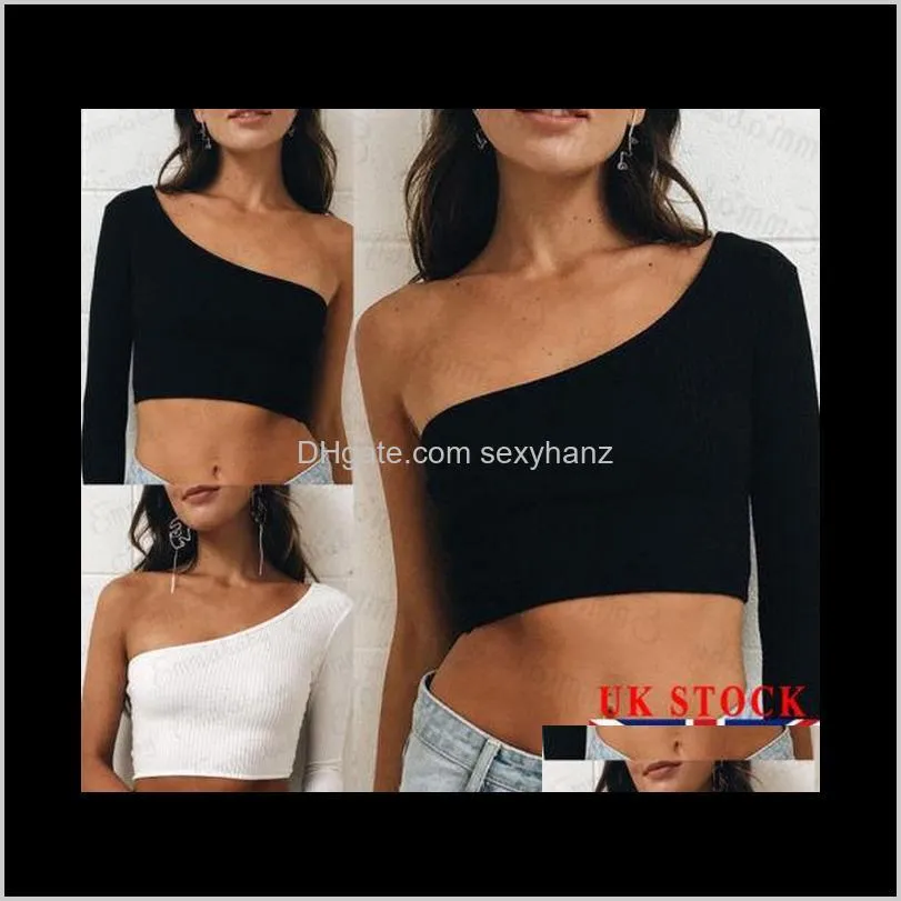 hot sexy women one shoulder crop tops cotton long sleeve tee shirt slim tops clubwear new