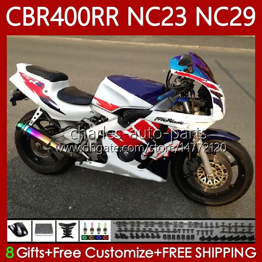 Kit carrozzeria per HONDA CBR 400 RR CC 400CC NC23 NC29 88 89 90 91 92 93 Corpo 65No.60 CBR400RR CBR 400RR 1988 1989 1990 1991 1992 1993 CBR400 RR 88-99 Carenatura blu di fabbrica OEM