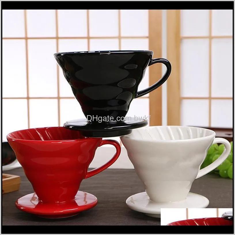 Filters Coffeeware Kitchen, Dining Bar Home & Garden Drop Delivery 2021 Ceramic Dripper Engine Style Drip Filter Cup Permanent Pour Over Coff