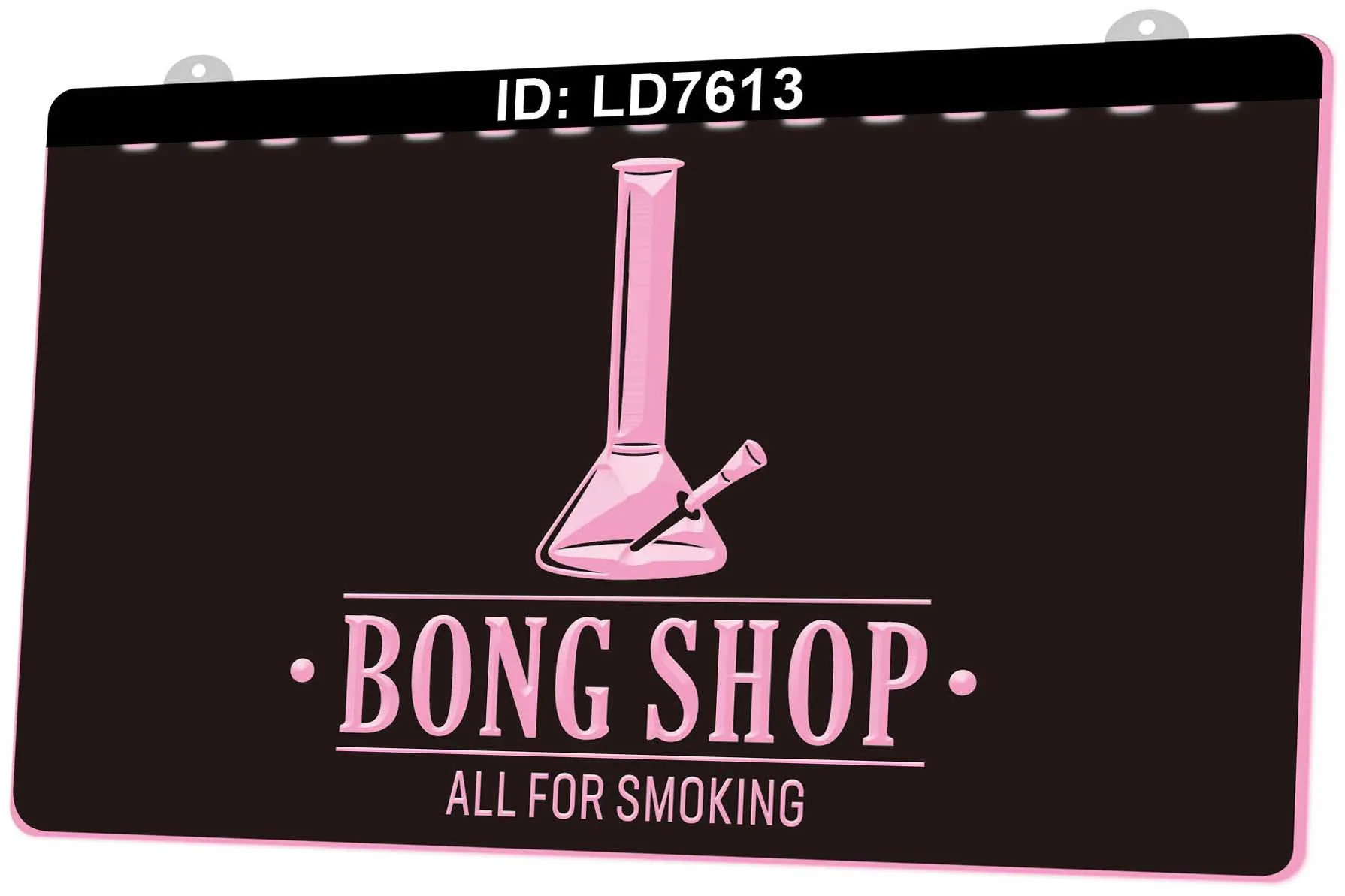 LD7613 Bong Shop All For Smoking Gravure 3D Signe lumineux LED Vente en gros au détail