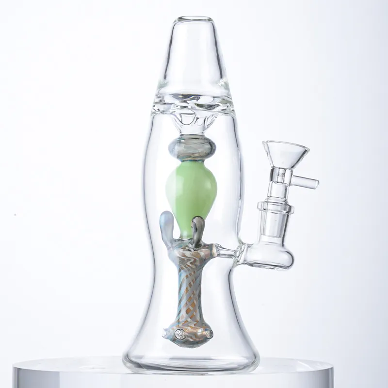 Gros Lava Lamp Hookahs 8 pouces Heady Glass Bongs Ball Perc Oil Rigs 14mm Joint Dab Rig Green Water Pipes Avec Bowl DHL Free