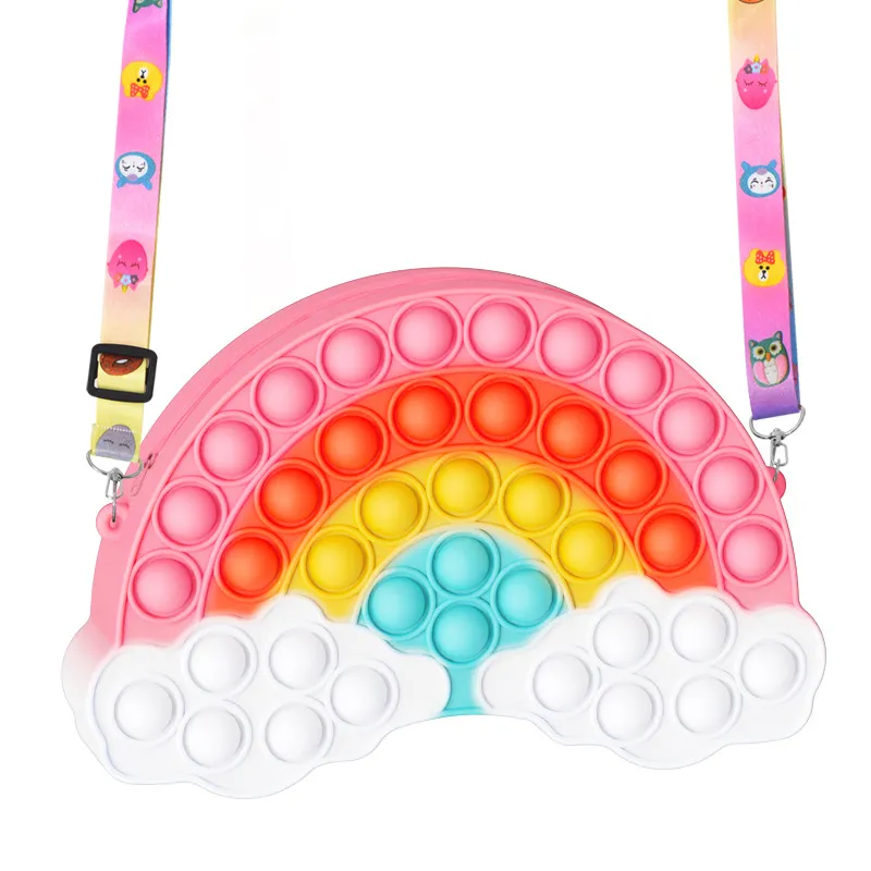 Fidget jouet arc-en-ciel bulle sac à dos mode porte-monnaie sac à main mignon presse Silicone sac jouets de noël cadeau