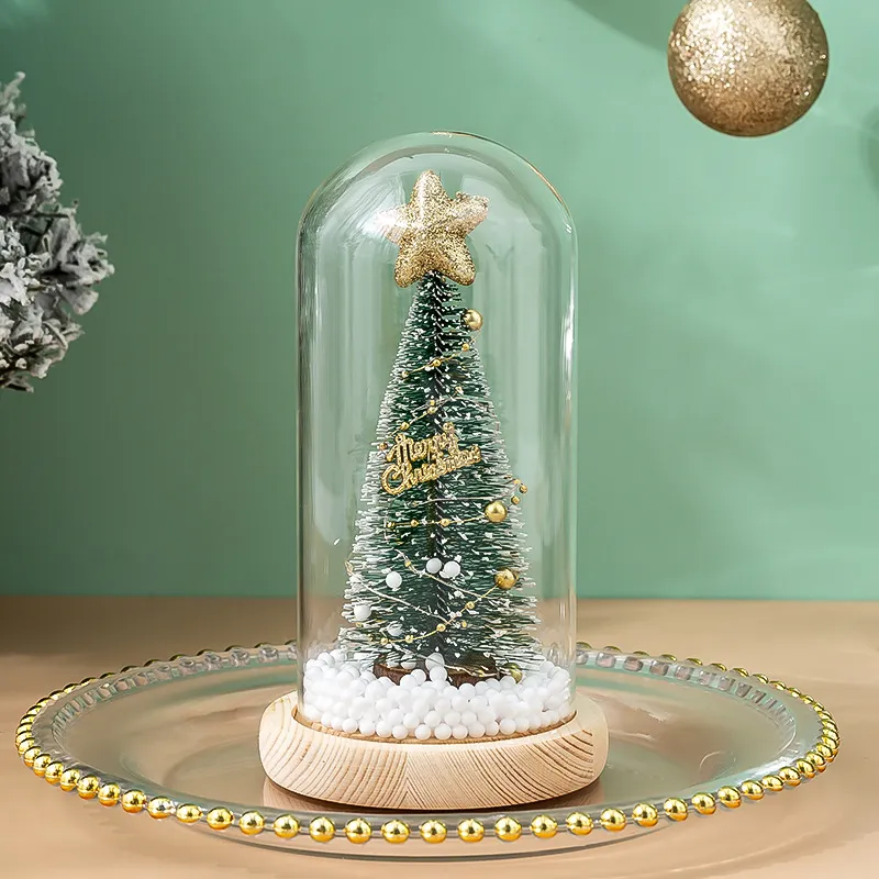 Décoration de noël arbre couvercle en verre créatif ornements lumineux décoratifs cadeaux de noël 2021 nouveau