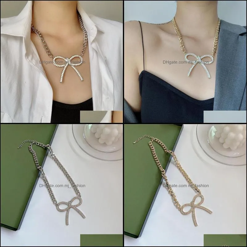 Fashion Simple O-chain Necklaces Ins Cute Bow Pendant Jewelry Hip Hop Hipster Clavicle Chain Party Trend Accessories