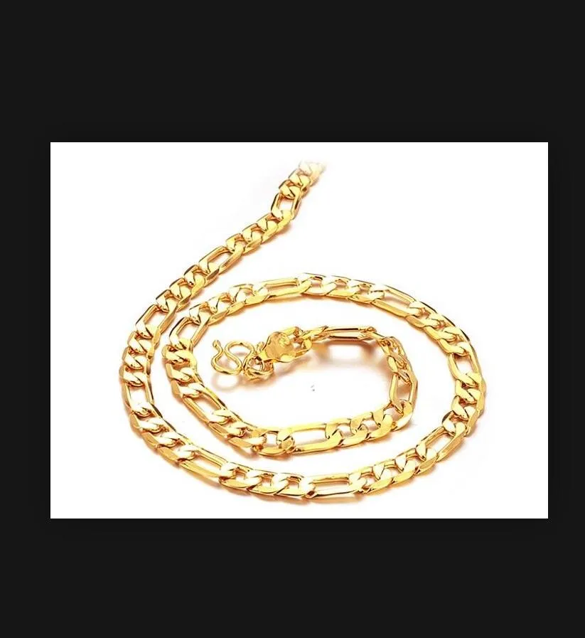 Fine ocho tipos de estilos hombres y mujeres cadena collar de cadena 18k joyería chapada en oro 51 cm
