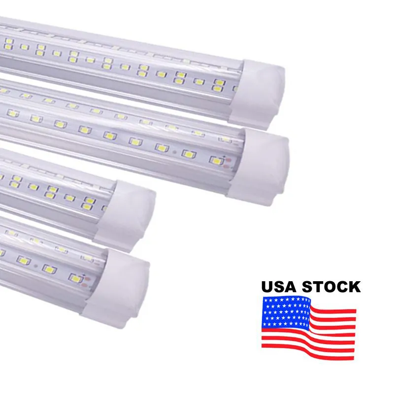 LED Tube T8 8 Ft 8Ft High Lumen Light V Shape Integra Double SideWarehouse Factory Lighting Tubi per porte di raffreddamento Congelatore Negozio Lampada USALIGHT