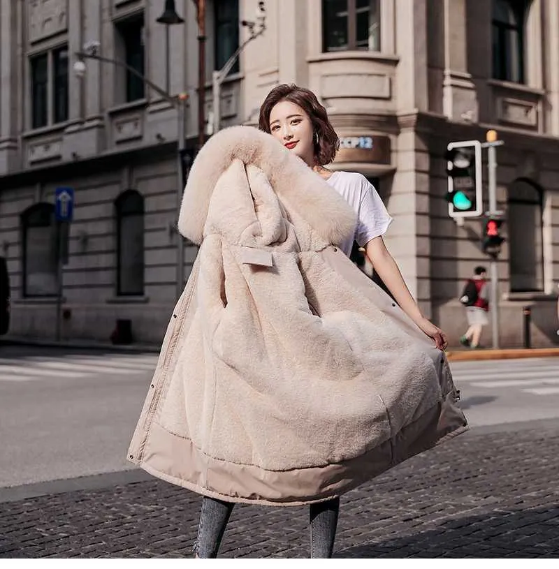 Chic Velvet Drawstring Hooded Parka Jacket For Women 6XL Chic Velvet Drawstring Hooded Parka Jacket For Women 6XL