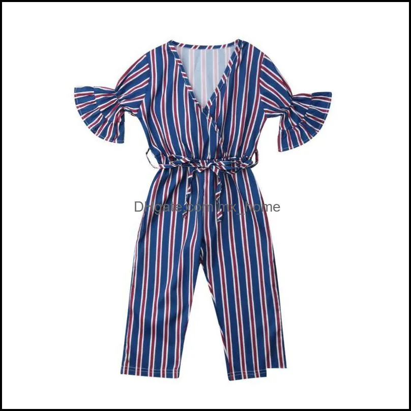 Baby & children`s Kids Baby Girls Toddler Summer Striped Romper Playsuit Trousers Outfits Clothes