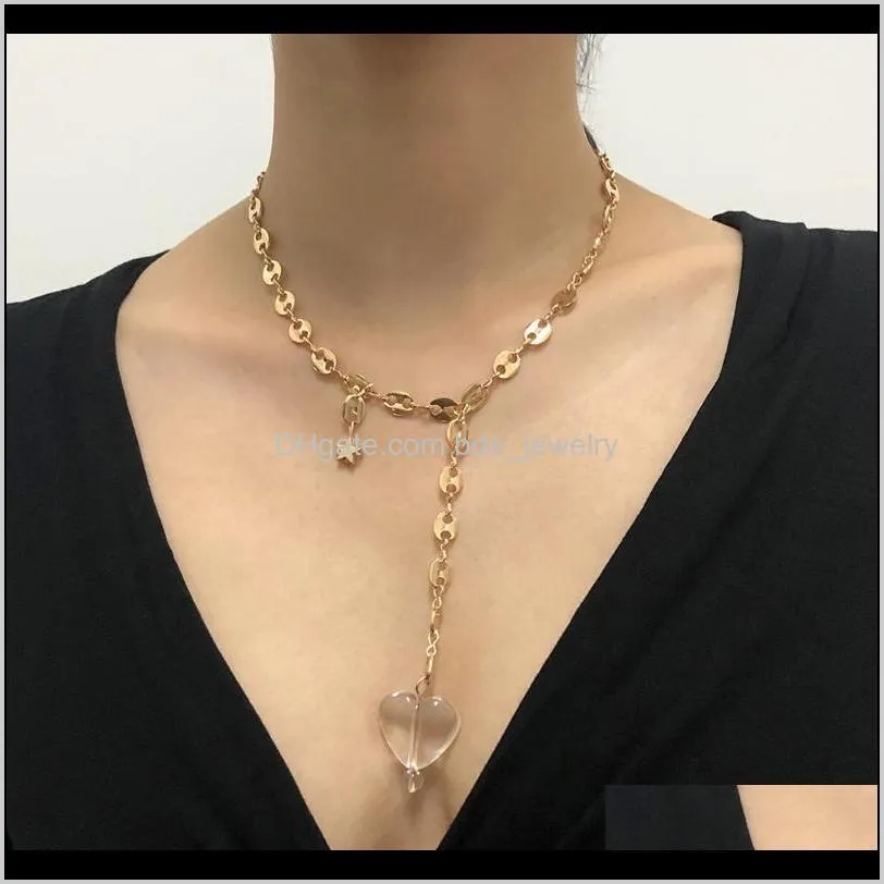 fashion women`s 2021 star pearl chains goth gifts for year jewelry coffee beans necklace vintage crystal heart pendant necklaces