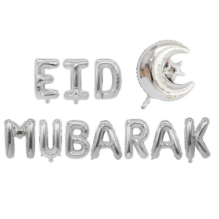 Party Supplies Ramadan Decoration EID MUBARAK Foil Balloons Rose Gold Silver Letter with Star Moon for Muslim SN4864