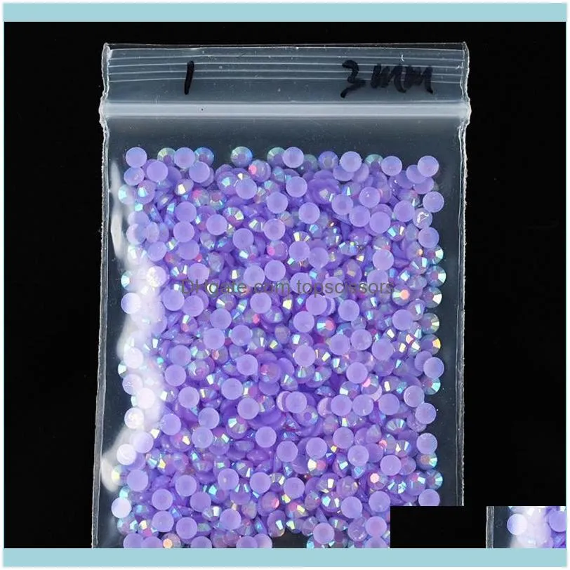 Nail Art Decorations 1000pc/Bag 3mm Jelly Resin Rhinestones Flat-Back AB Color Crystal Strass 3D Charms Gems Manicure Tc#82