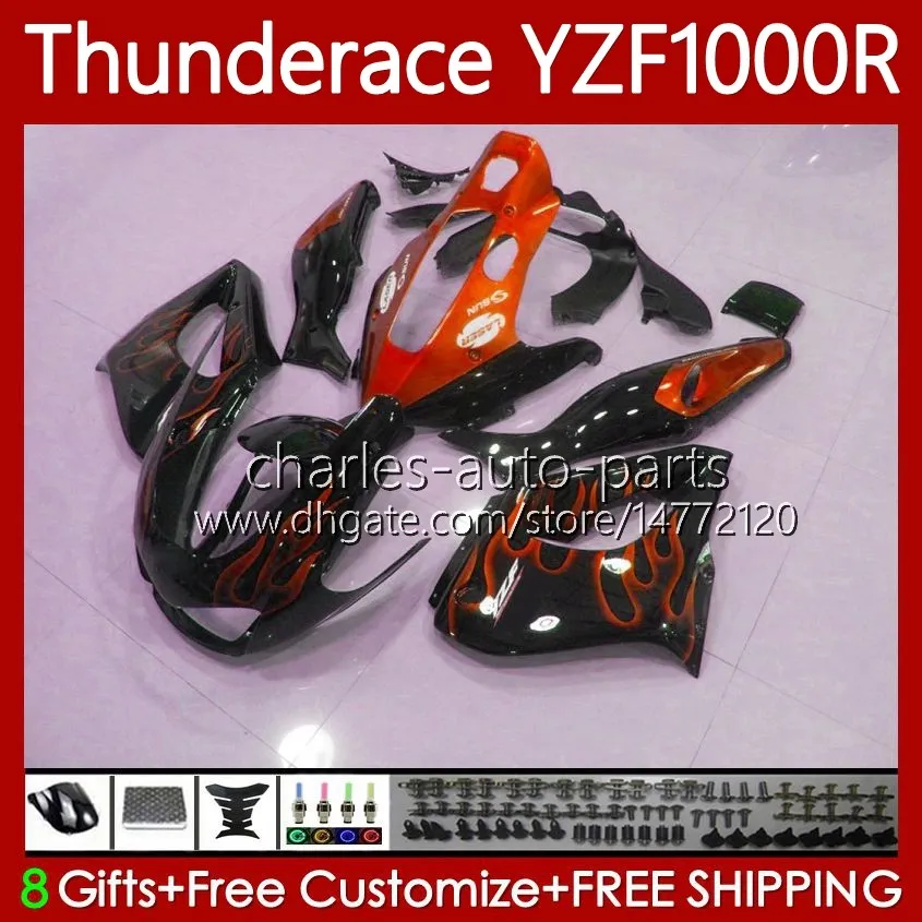 Verklei voor Yamaha Yzf1000r Thunderace YZF 1000 R 1000R 96-07 Oranje Vlammen 87NO.83 YZF-1000R 1996 1997 1998 1999 2000 2001 2002 2007 YZF1000-R 96 03 04 05 06 07 Body Kit