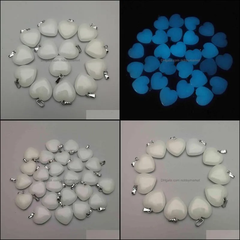 fashion 50pcs/lot charm Glow in the Dark Luminous heart stone Pendants & necklaces for Jewelry making Wholesale