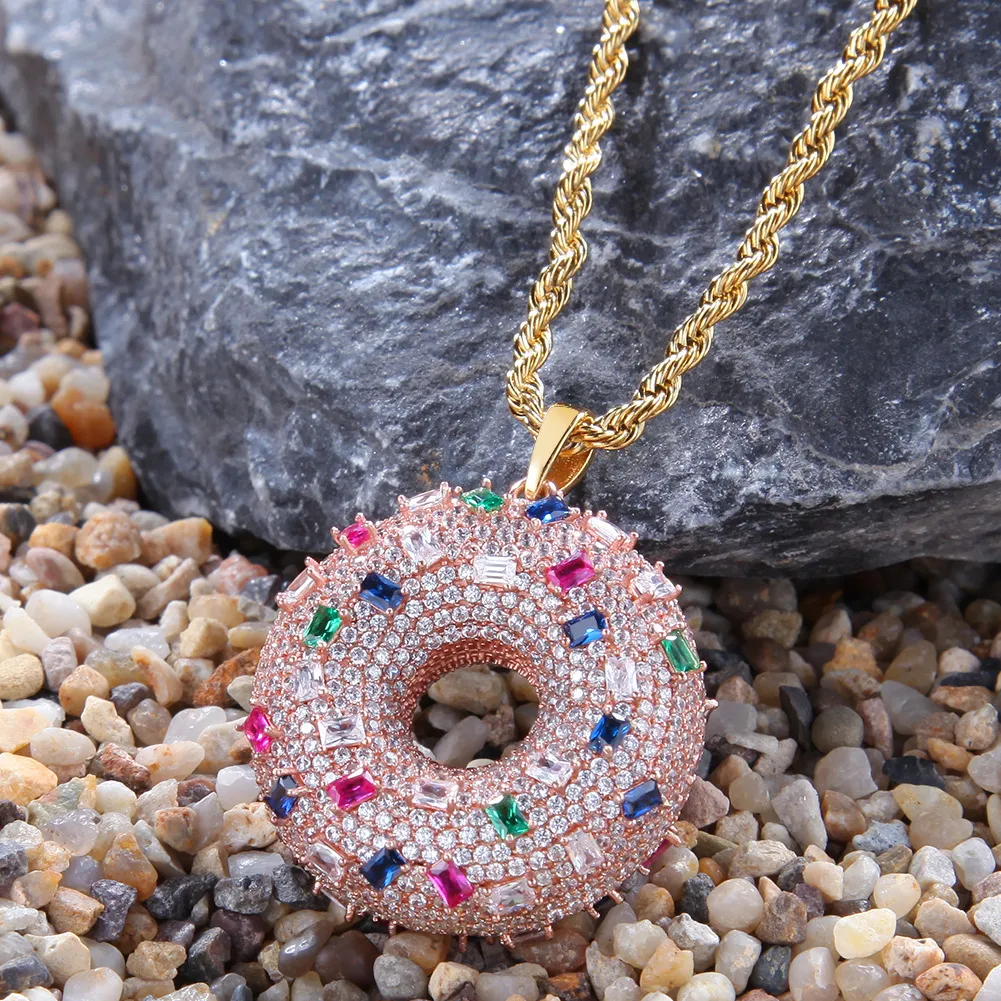 Colorful Donut Donut Pendant Iced Out, Fashionable Unisex Hip Hop Rose Gold  Jewelry From Wishmall66, $41.95