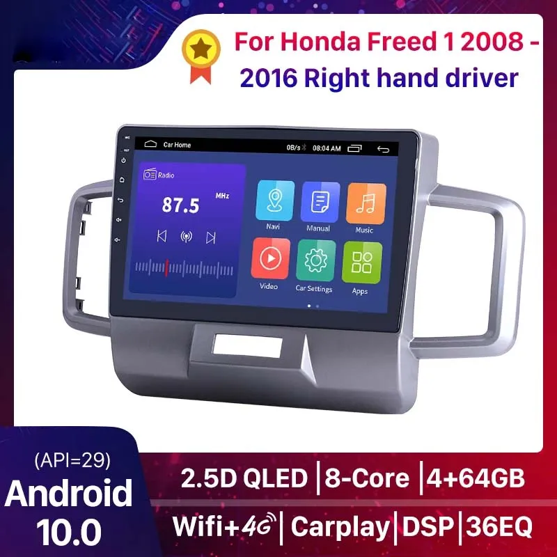 Carro DVD Rádio Multimedia Video Player para Honda Freed 1 2008-2016 Driver Hand Driver Navegação GPS Android 10.0 DSP Qled Carplay