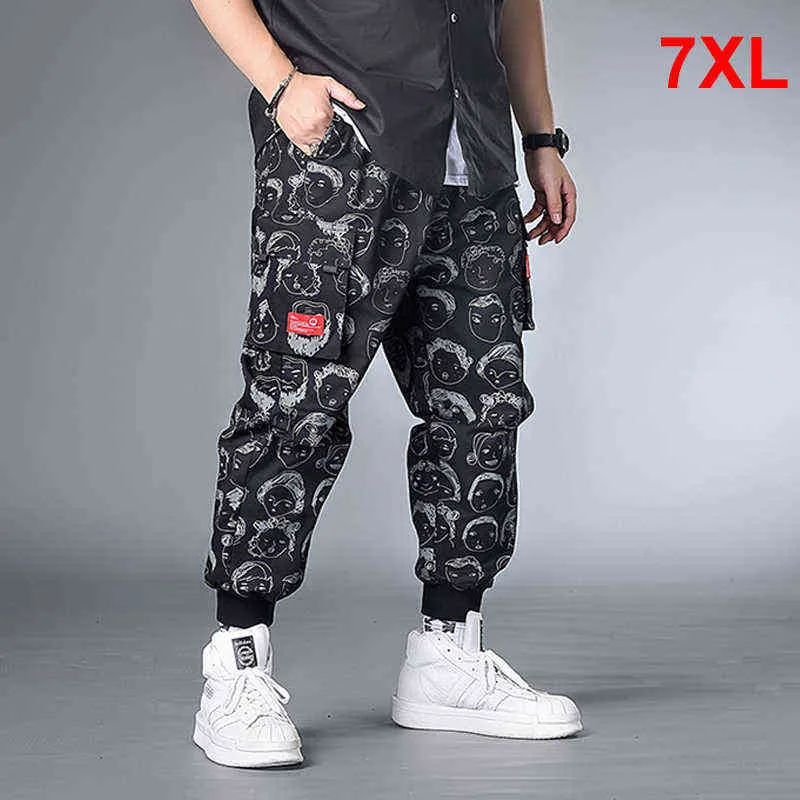 Hip Hop Streetwear Karaktär Utskrift Pant Män Oversize Cargo Byxor Sweatpants Male Jogger Byxor Plus Szie 6XL 7XL HX414 H1223