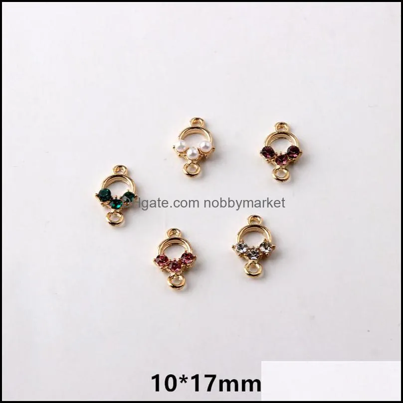 Zircon Pearl Pendant Double Hole Connector Pendants for Jewelry Making DIY Necklaces Earrings Bracelets Accessories Wish Gift