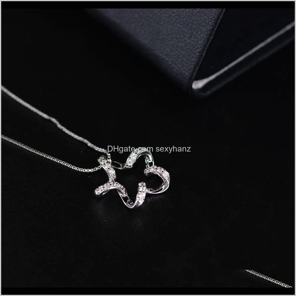luxury korean necklace five pointed star pendant with zircon clavicle chain