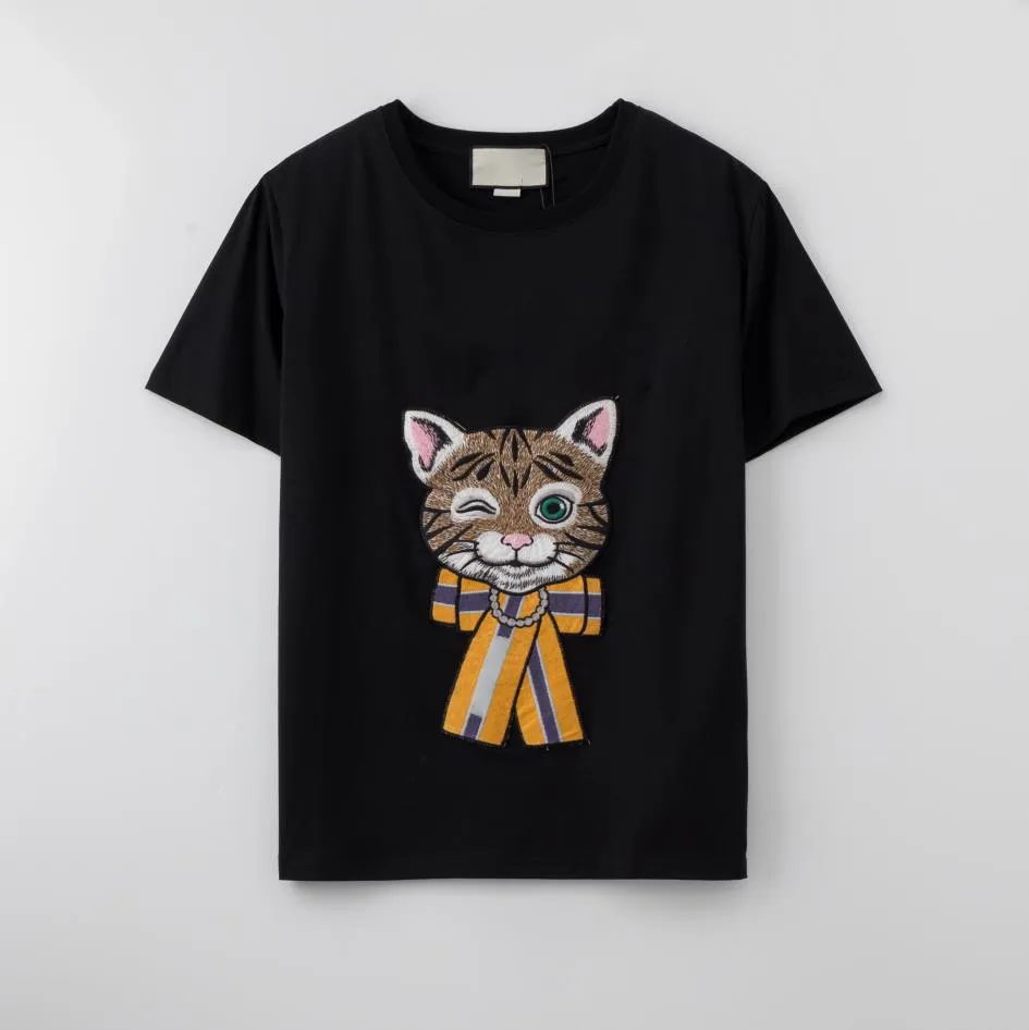 100%хлопковая вышивка Cat T Roomts Оптовые модные мужская футболка Classic Style The Women Fomen