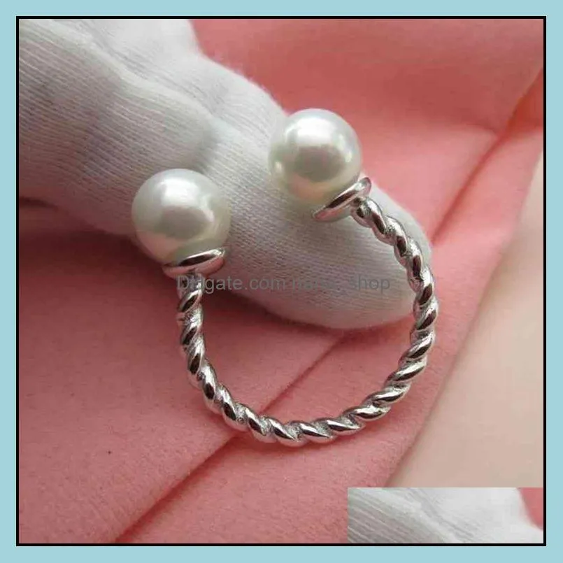 S925 Sterling Sier Ring opening female ring Korean student frh simple fashion versatile pearl jewelry accsori