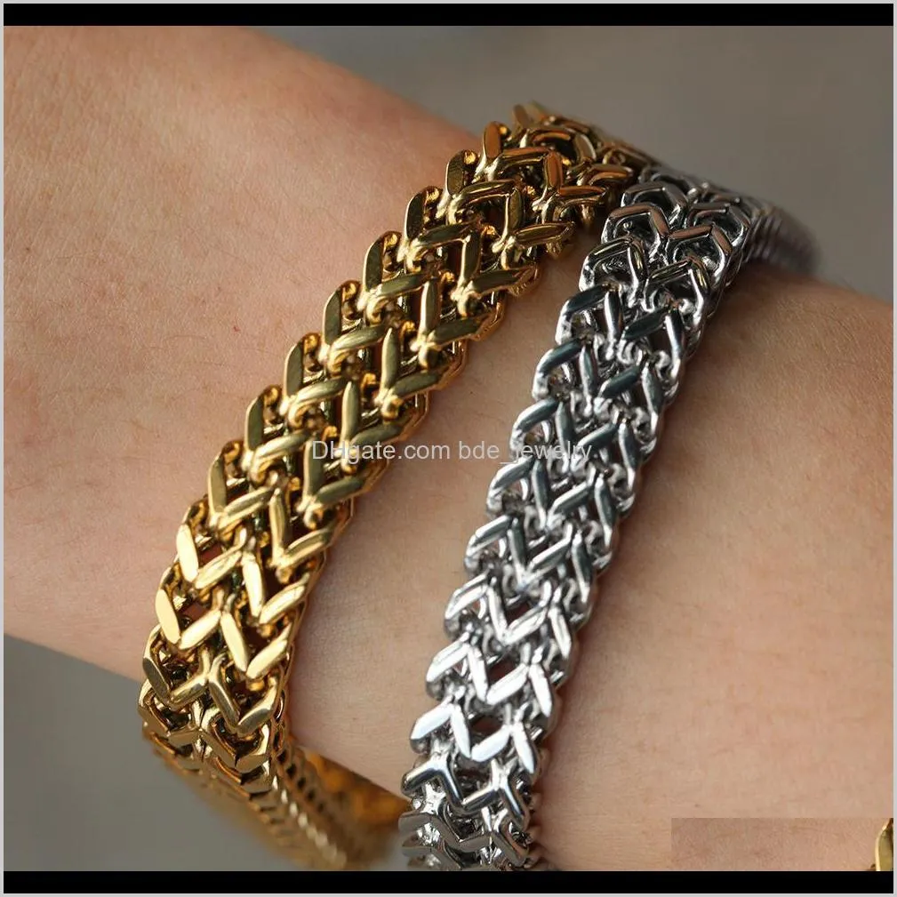 Link armbanden sieraden mode titanium roestvrij staal franco ketens hiphop goud vergulde armband zware straat rapper polsband ketting juweel juweel