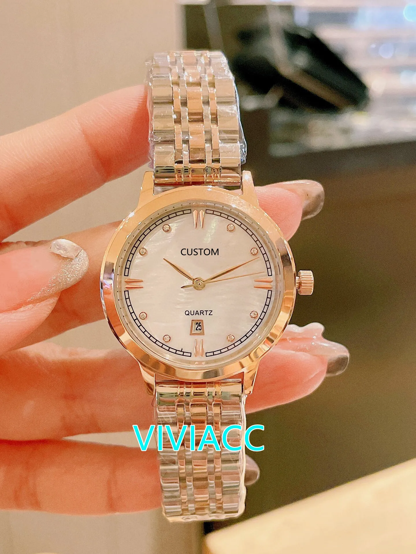 Casual Women Wristwatch Ladies Stainless Steel Geometric Zircon Quartz Watch Waterproof Mother Of Pearl Shell Clock 30mm