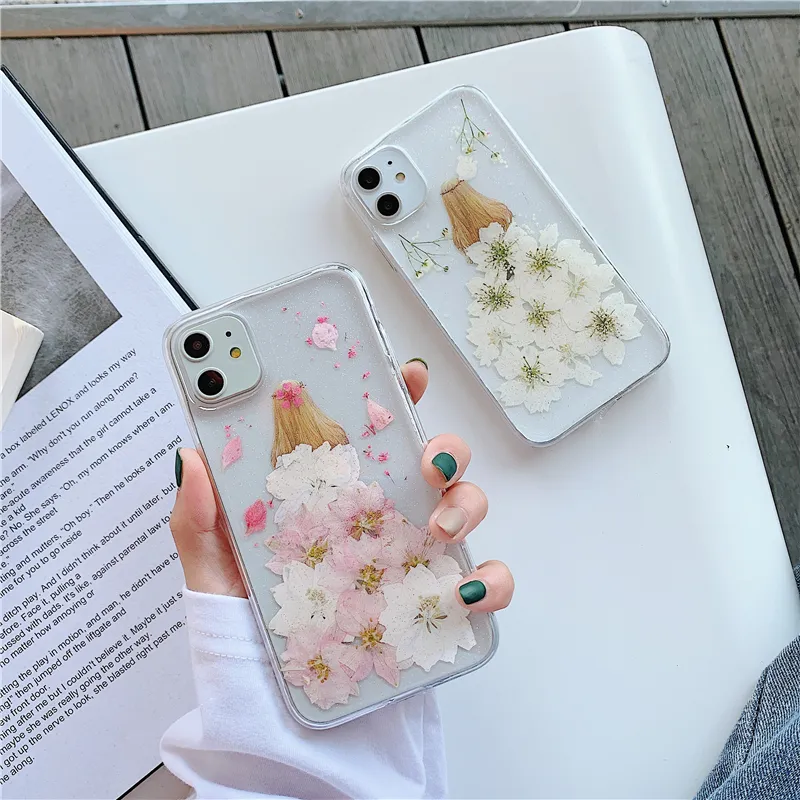 Милая Девушка Сухой Цветочный Чехол Для Телефона Для IPhone 11 12.