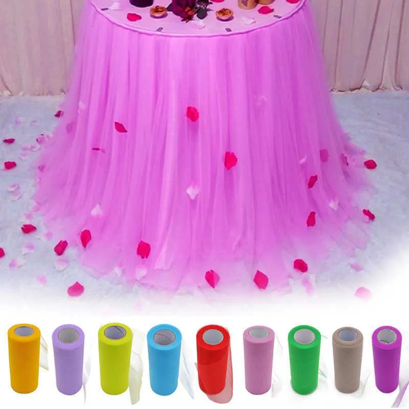 25 Yard 15cm Tulle Roll Organza Wedding Decoration Spool Fabric Craft Tulle Tutu Dress Tablerunner Baby Shower Party Supplies