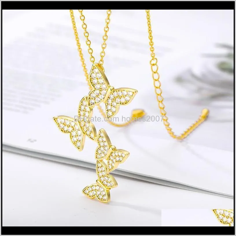 butterfly pendant necklace for women zircon long chian winding neck gold color choker jewelry gift bijoux femme mujer necklaces