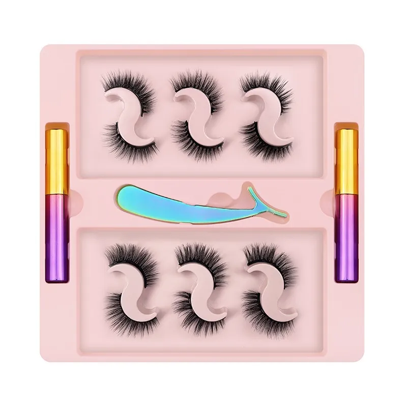 Ciglia finte morbide senza colla senza colla 6 paia Set di ciglia finte 3D magnetiche lunghe naturali spesse con magnete eyeliner liquido ciglia pinzette accessorio trucco per occhi DHL