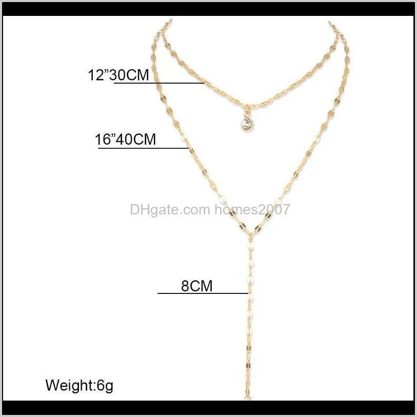 find my double layer alloy rhinestone necklace creative long tassel for women fashion jewelry accessories pendant necklaces