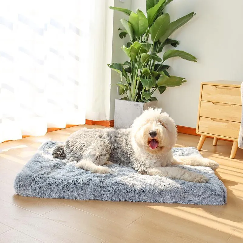 Kennels & Pens Plush Large Dog Bed Sleeping Mat Memory Foam Pet Orthopedic Washable Cushion Anti-Slip Matteress For Cats Dogs Supplies