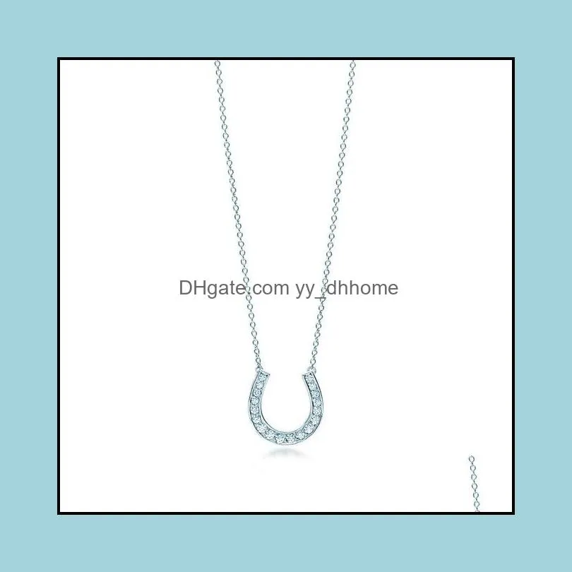 Original TIFF 925 Sterling Silver Fashion Horseshoe Ring Interlocking Style Elegant Trend DIY Necklace Pendant Jewelry Gift