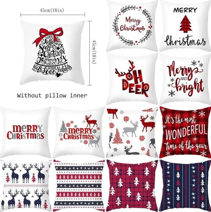 Merry Christma Pillow Case Dekoracje Dla Home Renifer Santa Claus Drzewo Poduszki Pokrywa Christmas Ornament 2021 Xmas Prezent Nowy Rok