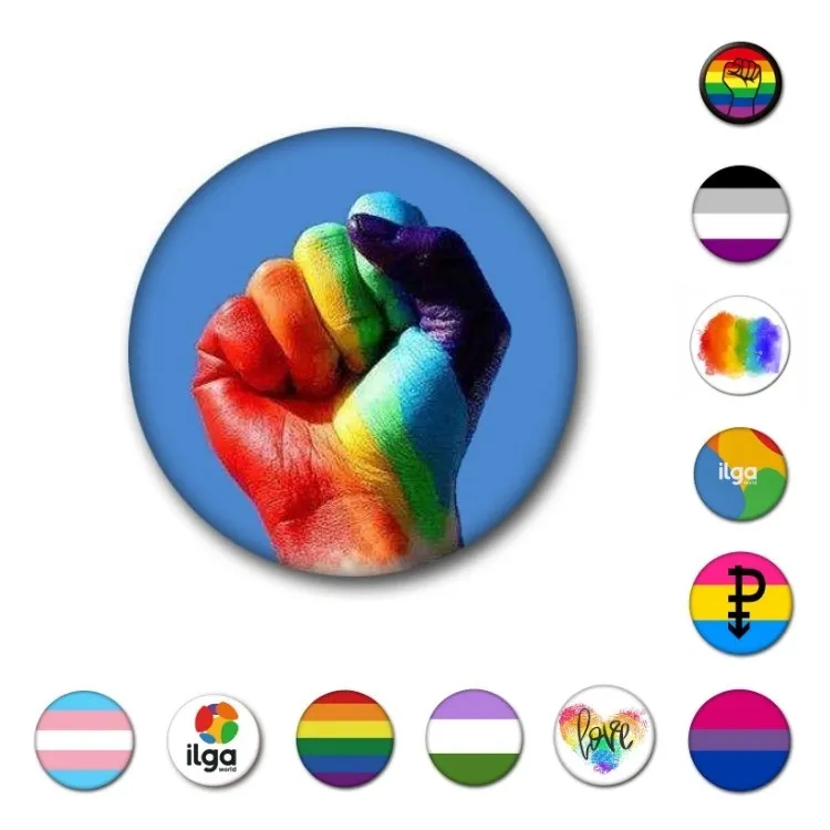 Party Favor Rainbow badge 12 style gay badge 1.77inch LGBT Gay Brooch love and peace jewelry 300pcs T2I52383