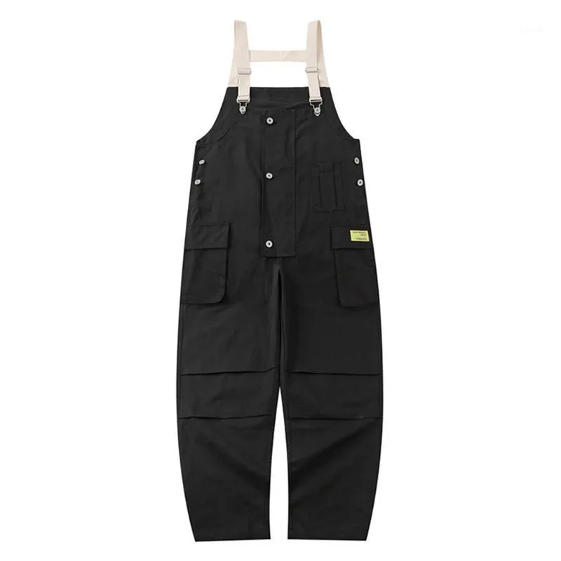 Herren-Jeans, lockere Taschen-Cargo-Latzhose, trendige reine Farb-Overalls, Arbeitskleidungs-Overalls