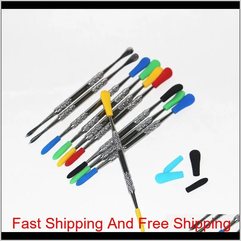 hot sale wax dabbers dabbing tool with silicone tips 120mm dabber wax tool stainless steel pipe cleaning tool 
