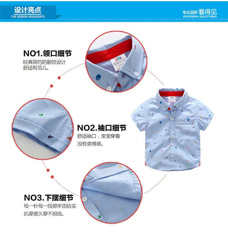 Baby Summer Clothes Hot Sale Kids Clothing Turn-Down Collar Pocket Cartoon Print Short Sleeve Shirt Boy (1)