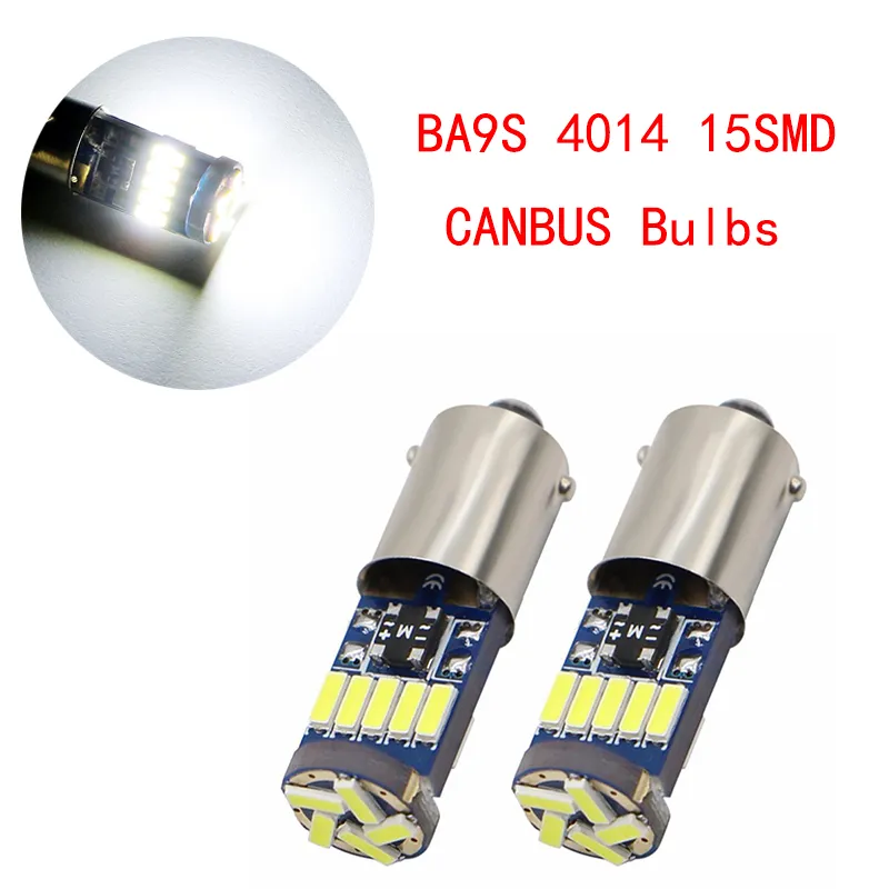 50 шт. BA9S 4014 15SMD CANBUS Ошибка безошибочно Светодиодные лампы для очистки Света Авто Автомобильная Индикаторные лампы автомобиля Интерьер белый 12V