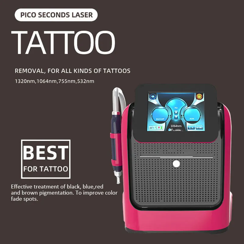 Laser professionale Picosecond Q commutato nd yag laser 532 1064 1320 755 Nm Dispositivi laser Pico per rimozione tatuaggi per uso in salone