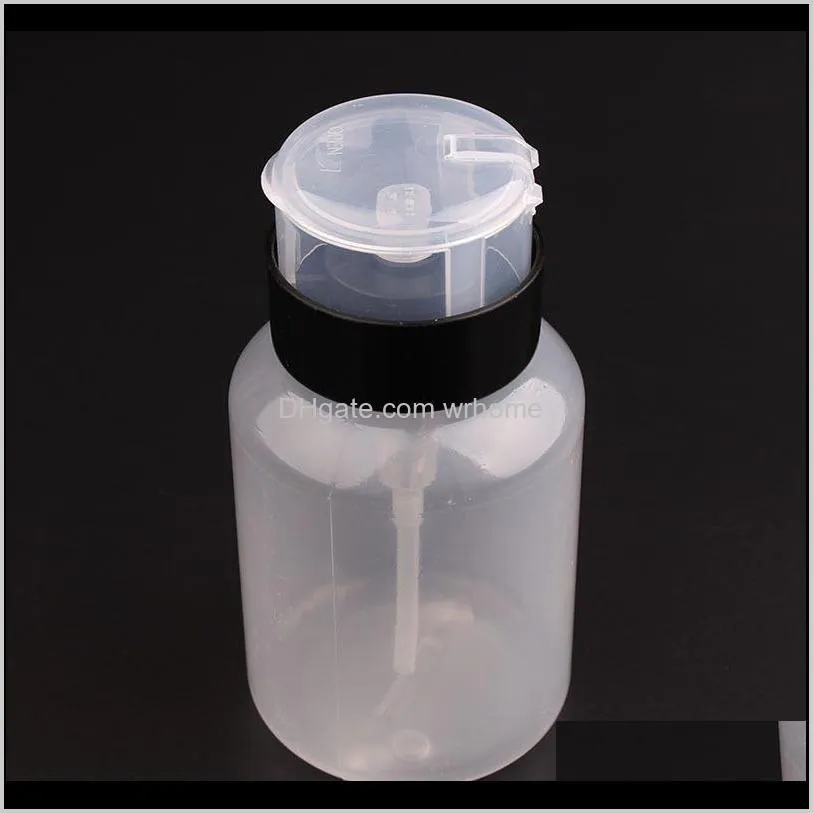 220ml top quality empty pump dispenser liquid uv gel polish nail art polish clean acetone bottle cleanser remover bottle